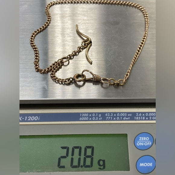 Vintage 14k Rose Gold 15.5” Watch Chain Dog Clip Moustache 3.5mm Curb Necklace! - Picture 15 of 16
